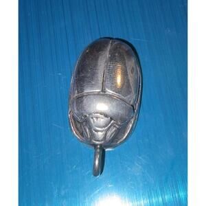 925 Sterling Silver Vintage Egyptian Scarab Oxidized Charm Pendant